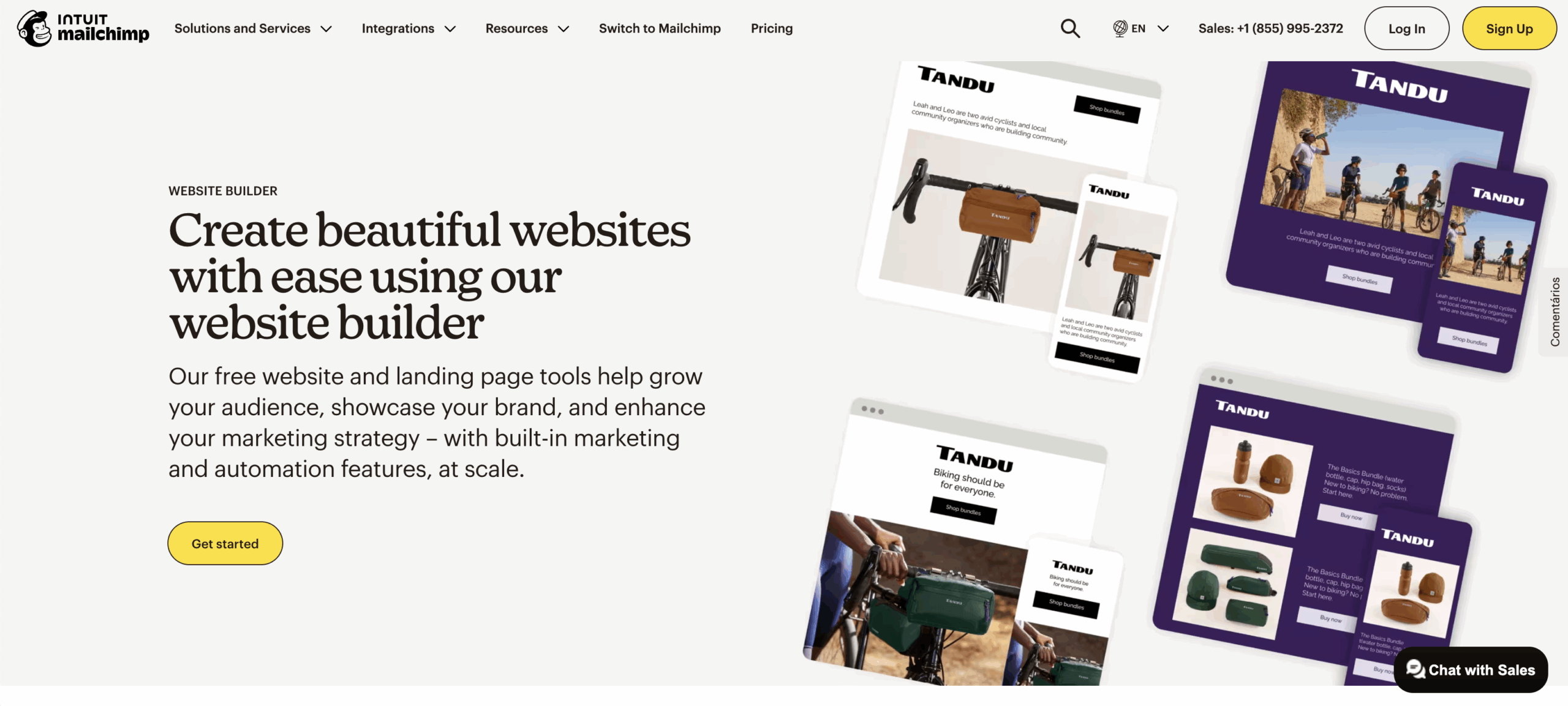 captura de tela do site do Mailchimp